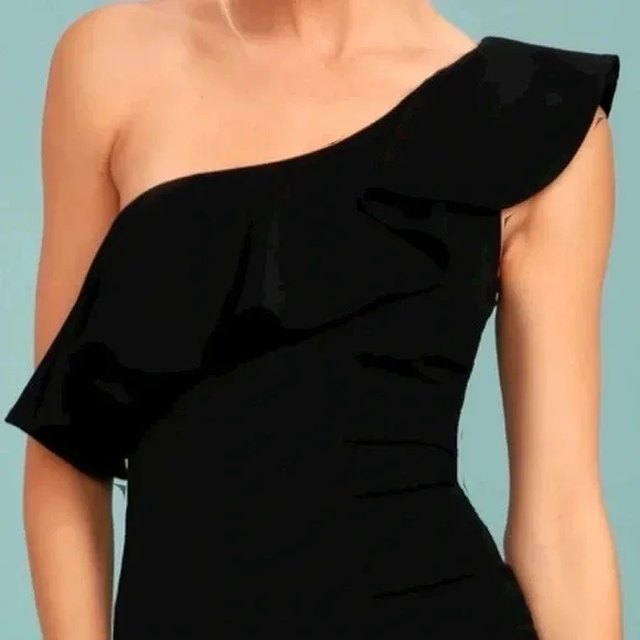 Lulus Life is But a Dream Black One-Shoulder Cocktail Party Dress Size XL - Picture 3 of 9